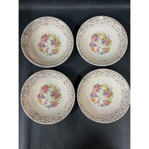 VTG 4 Royal National Brotherhood Operative‎ Potters 22k Gold Berry Bowls #5265